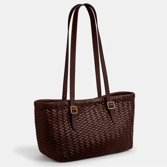 NWT Coach Woven Leather Swing Tote in Maple - Picture 7 of 8